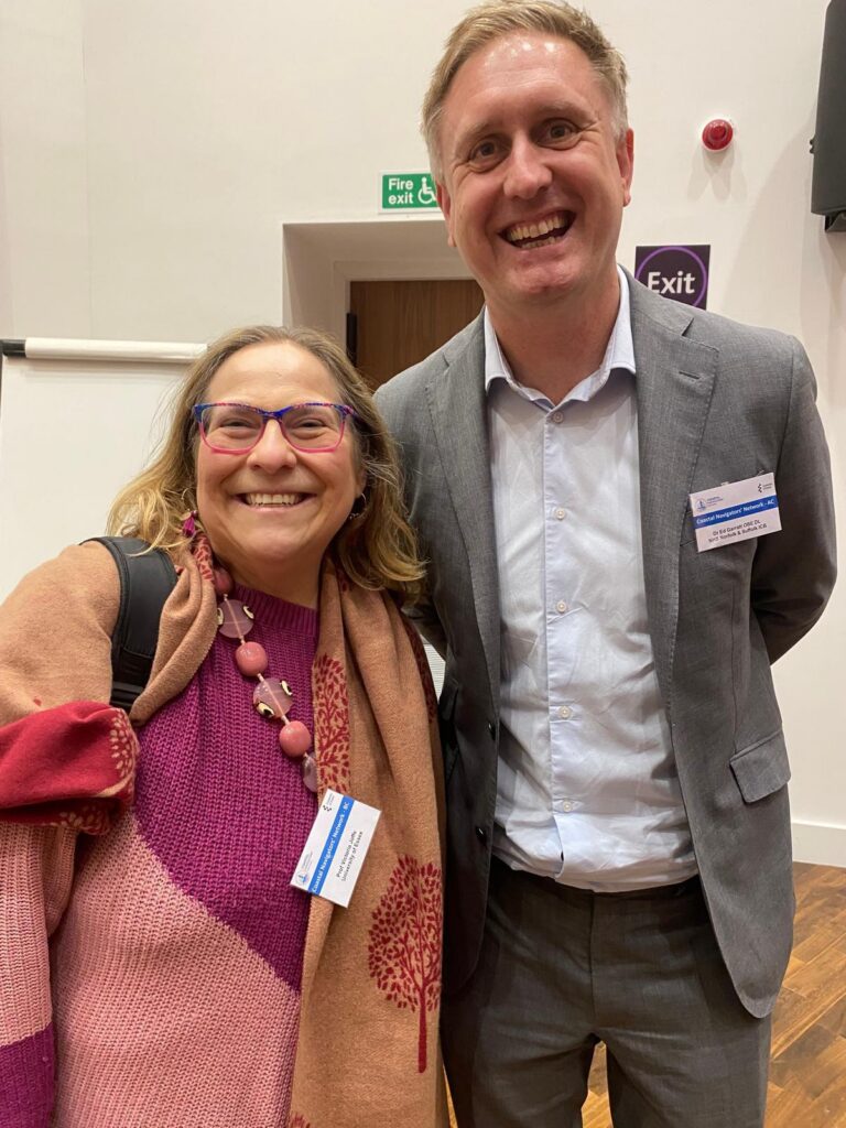 Ed pictured with Professor Victoria Joffe, Dean of Integrated Health and Care Partnerships at the University of Essex, standing together at the Coastal Navigator's Network.