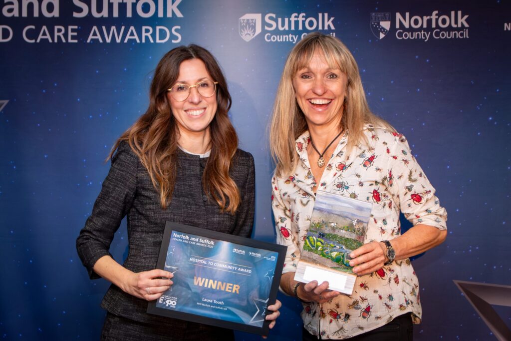 Olga Emmerson, who collected Laura's award, with Michaela Strachan