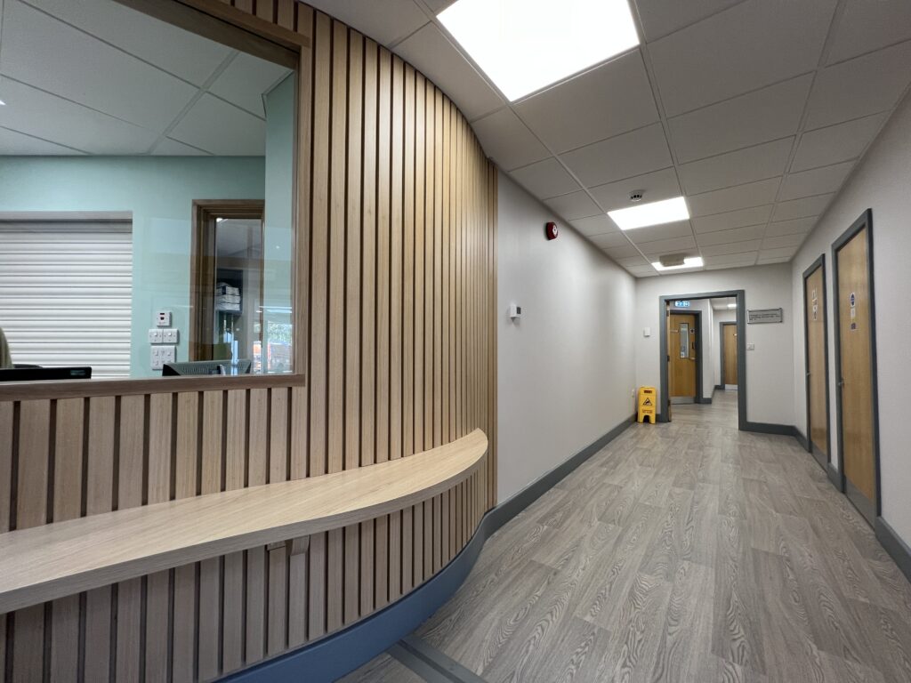 Newly opened reception area at Bungay Medical Practice.