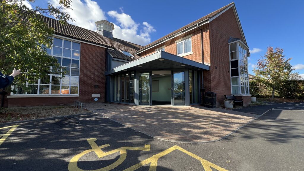 Exterior shot of Bungay Medical Practice with newly extended entrance in the foreground