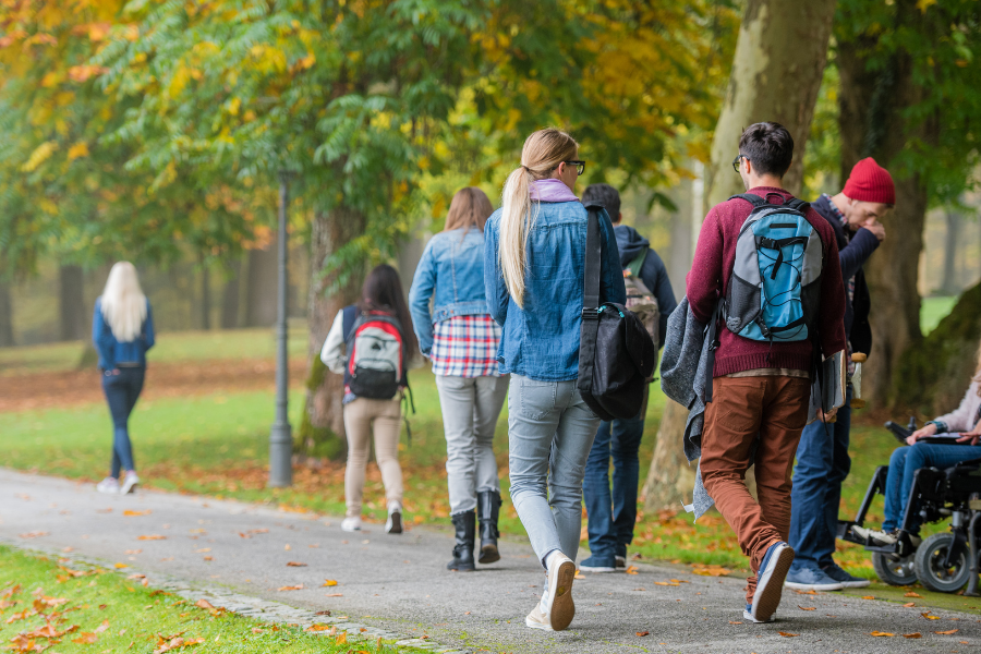 Students walking